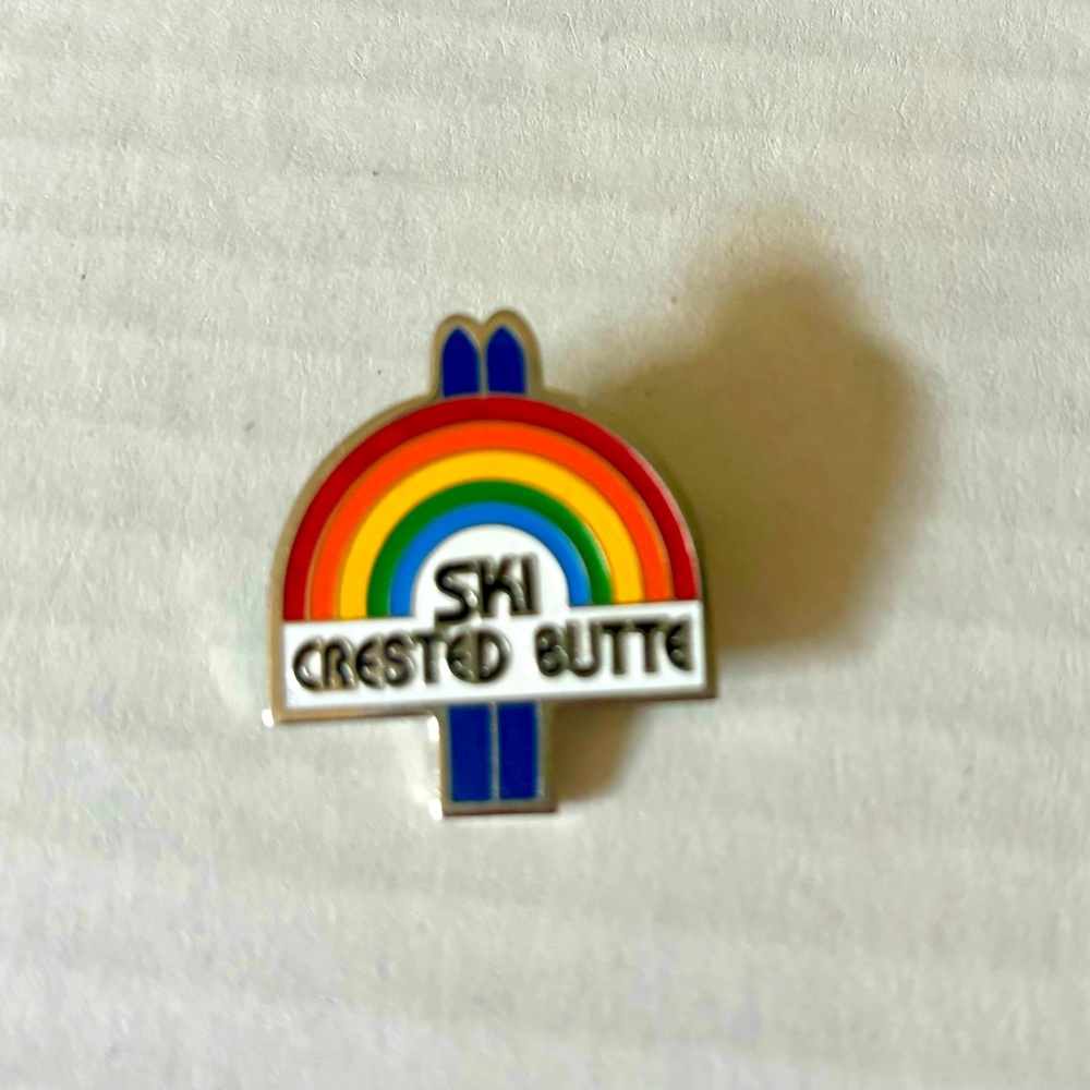 Rainbow Enamel Pin Ski Crested Butte